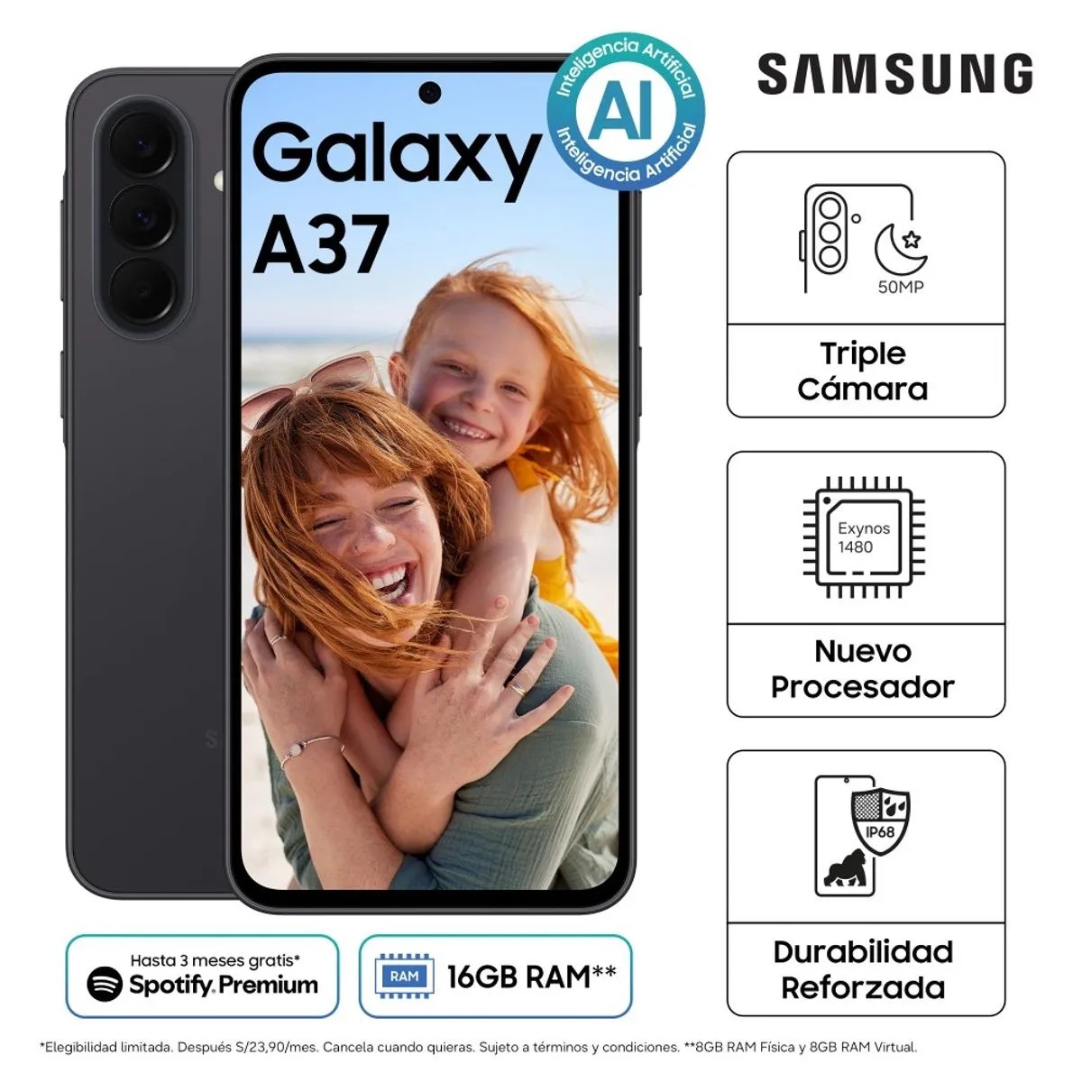 Smartphone Samsung Galaxy A37 5G 256GB Gray